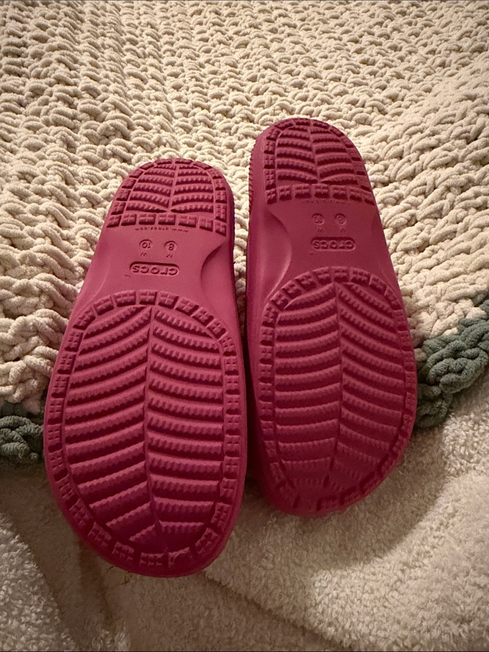 Women Crocs Double -Strap Slide Sandals in Fuchsia - Picture 3 of 3